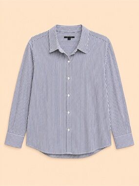 TAHARI WOMENS BLUE AND WHITE BUTTON DOWN